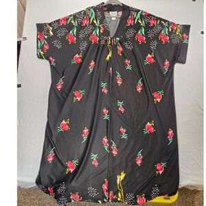 Anthony Richards 3X Floral Muu Muu House Dress Plus Size Black Red 3X Romantic